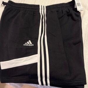 Adidas Black Shorts with White Stripes